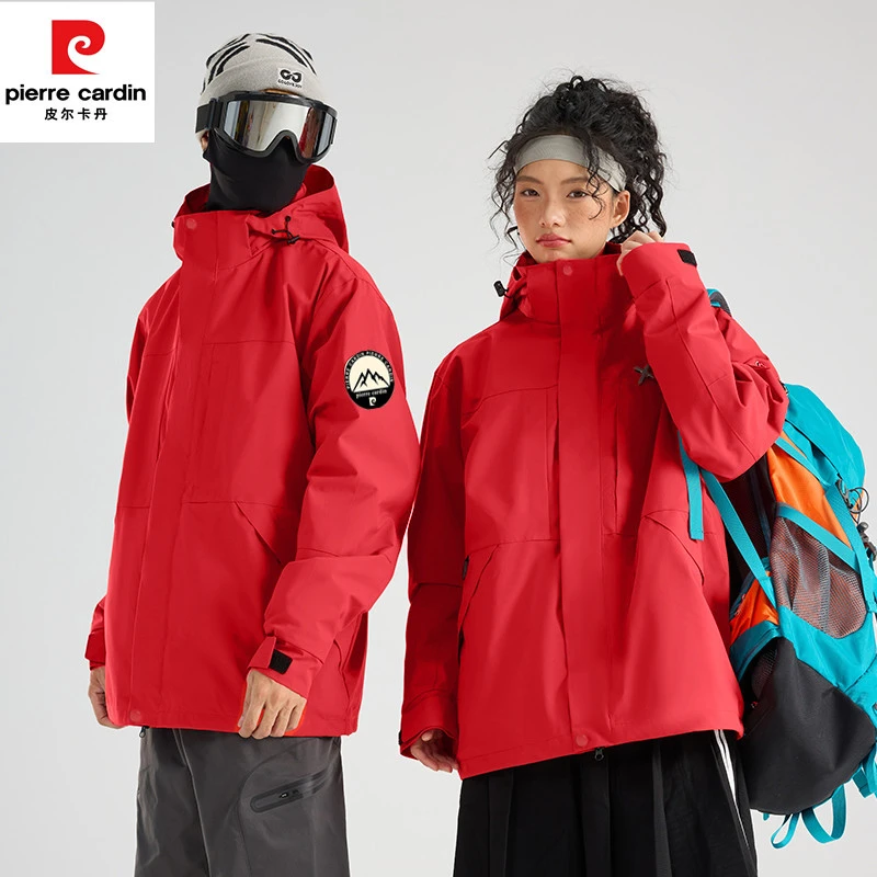 皮尔卡丹新款秋冬户外运动防风防水保暖男女款三合一冲锋衣夹外套