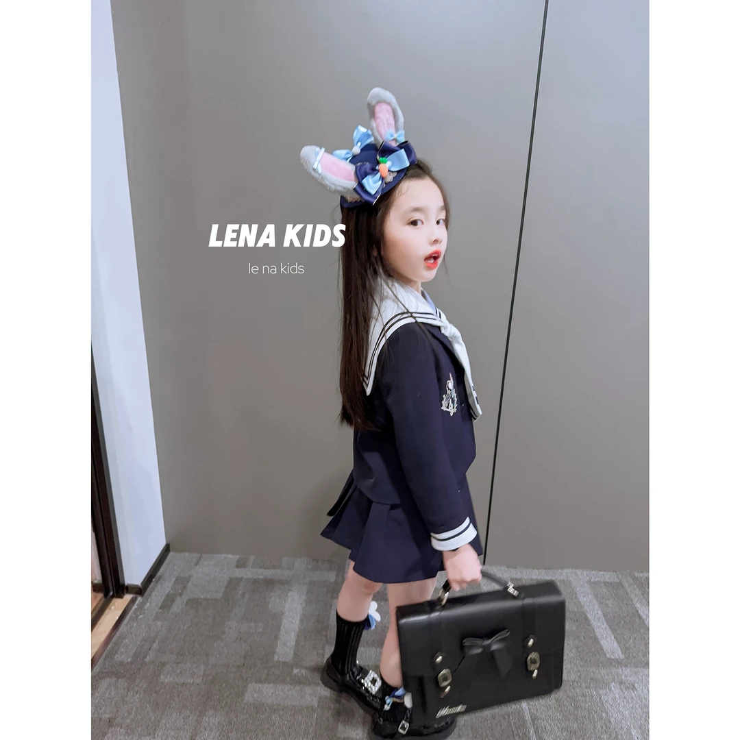 Lenakids【现货】兔子警官亲子海军领高定外套百褶裙套装24080702