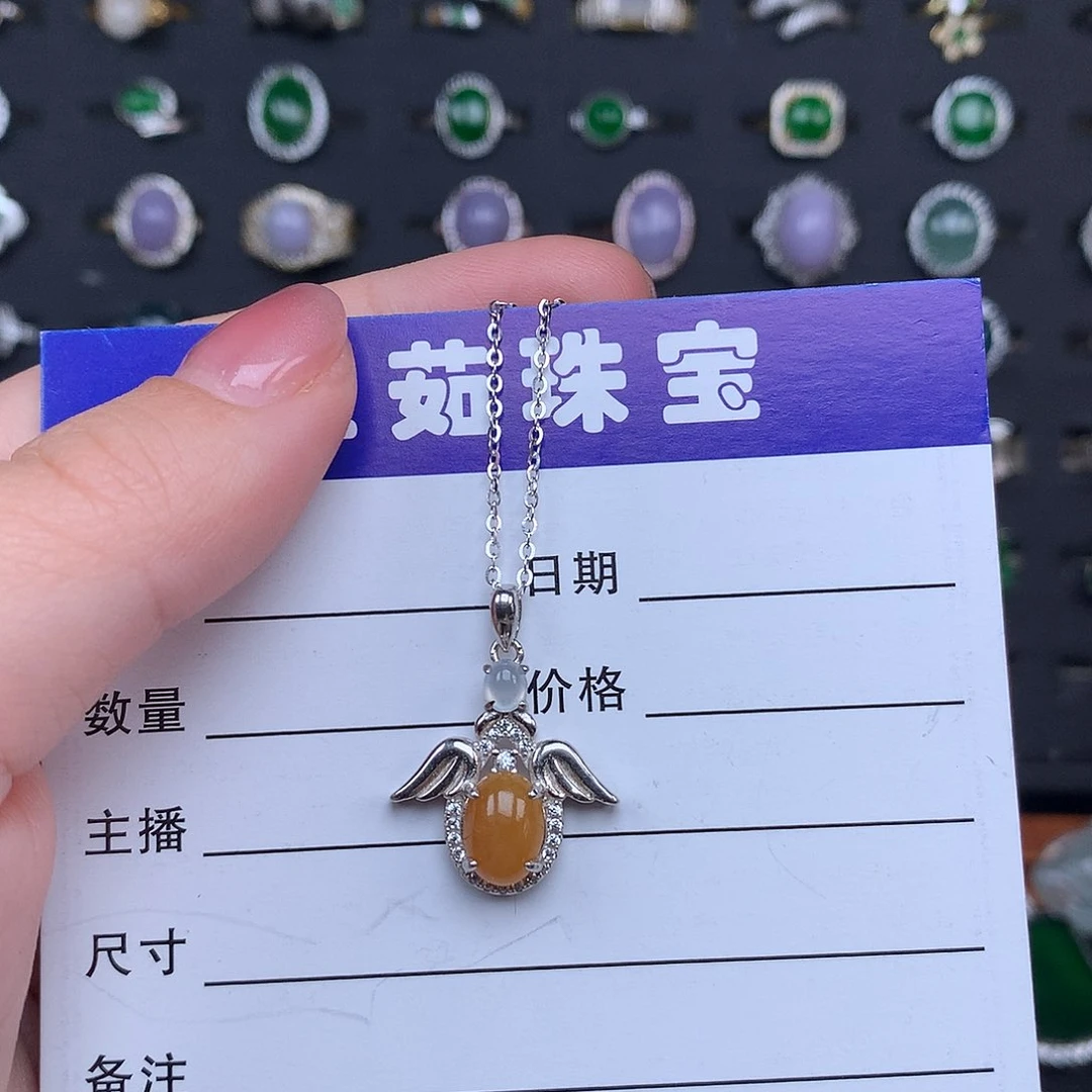 翡翠颈饰银S925镶嵌用****悔项链925