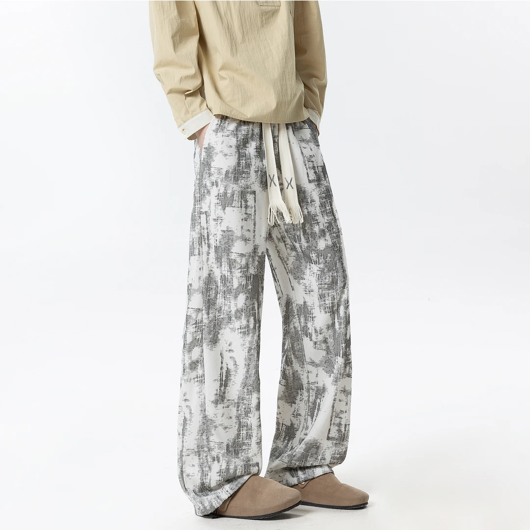 扎染裤子男款春秋2025新款休闲长裤青少年美式复古宽松直筒阔腿裤