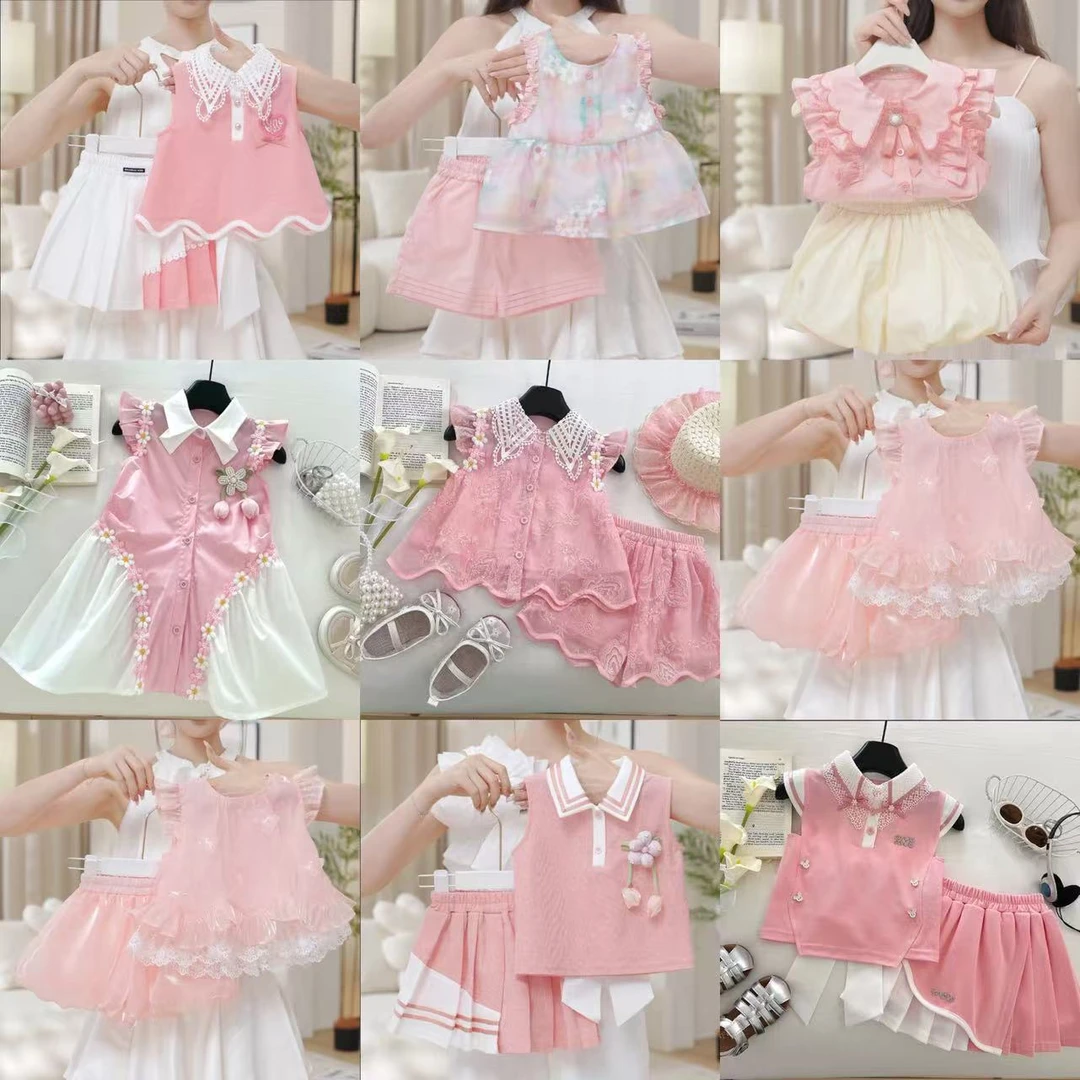 【粉色系列】A01-A46女童套装夏季透气凉感两件套休闲薄款裙子女孩