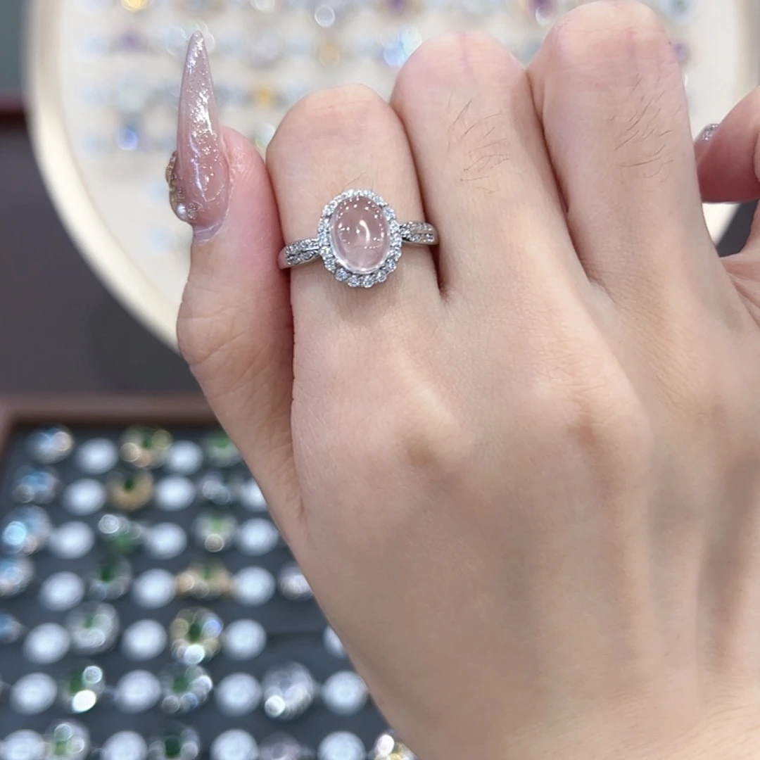 蛇纹石玉戒指银S925镶嵌