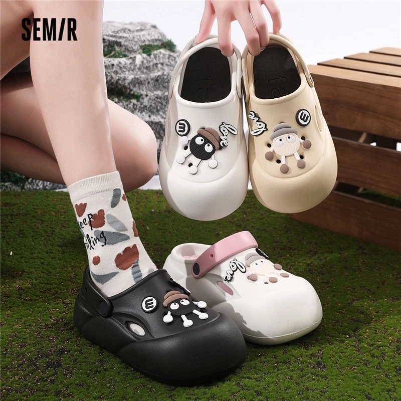 SEMIR时尚包头外穿凉鞋夏季休闲情侣厚底女鞋百搭透气洞洞鞋学生