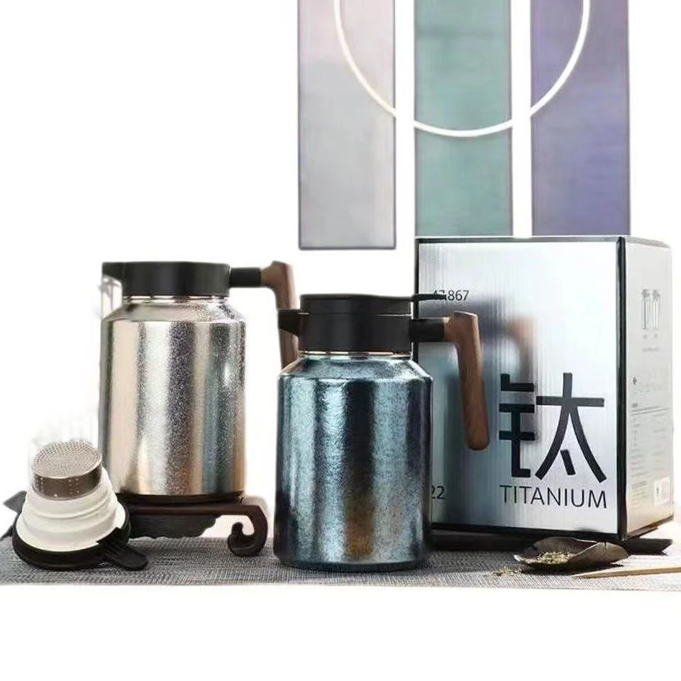 华象纯钛焖茶壶双层纯钛保温壶商务办公家用送客户领导钛泡茶壶