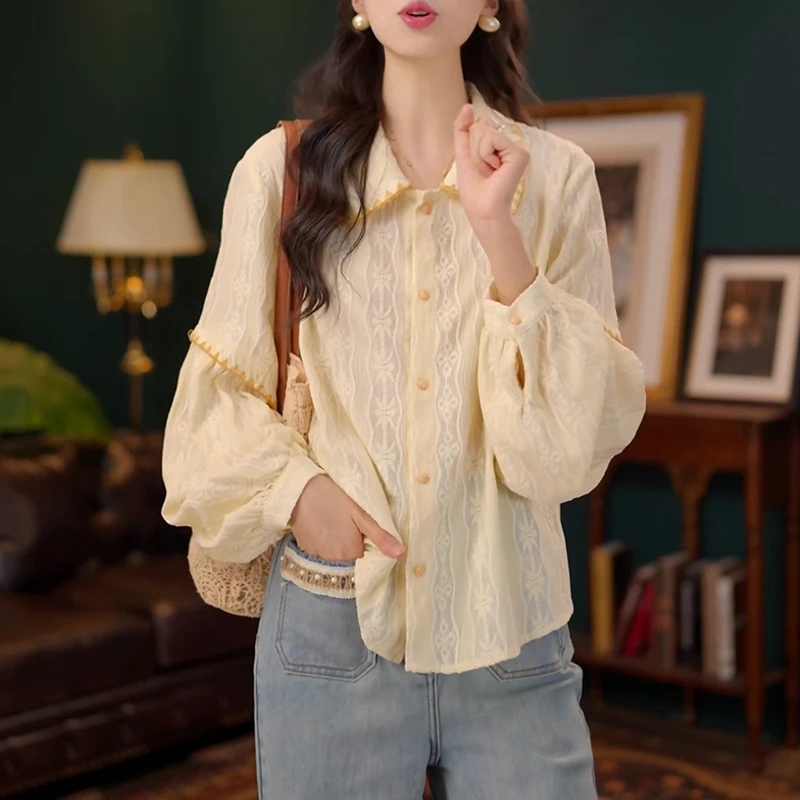 2025早秋季新款欧若风法式小众高级感衬衣简约时尚百搭女上衣