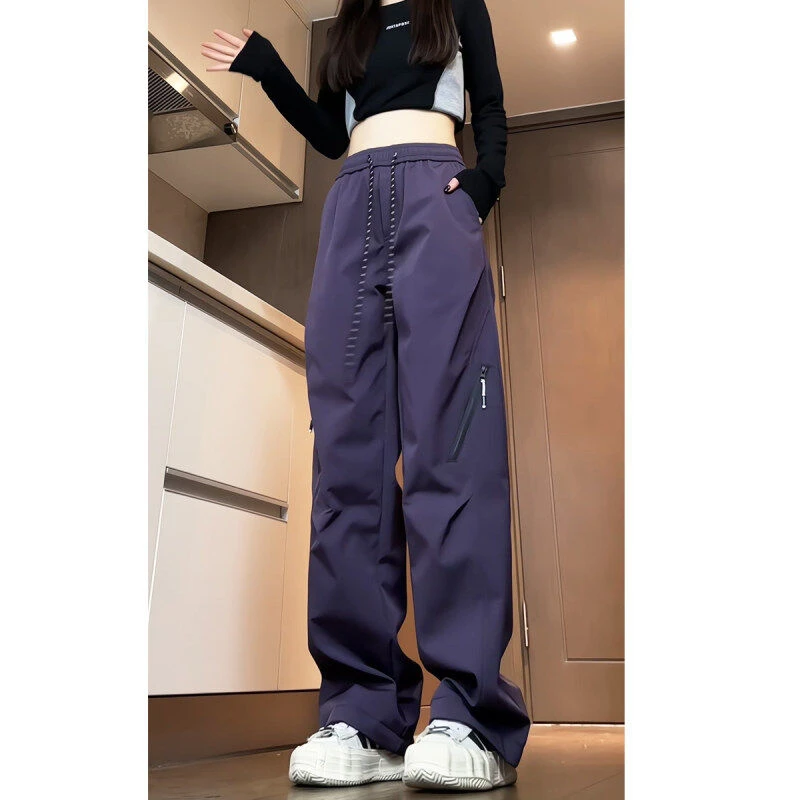 美式机能工装裤男女春秋季设计感潮牌拉链直筒裤子情侣加绒休闲裤