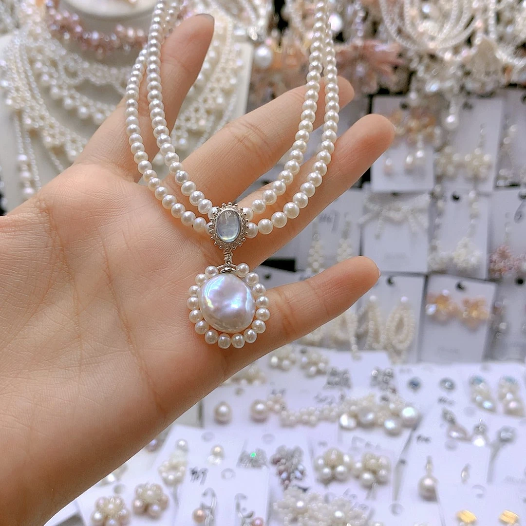 银S925镶嵌耳饰淡水珍珠?****?