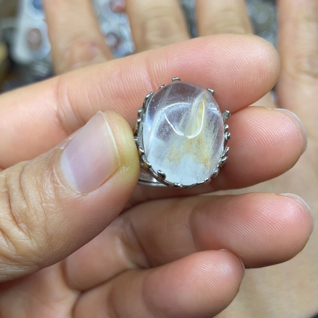 【闪购商品】银S925镶嵌珠宝半成品水晶戒指
