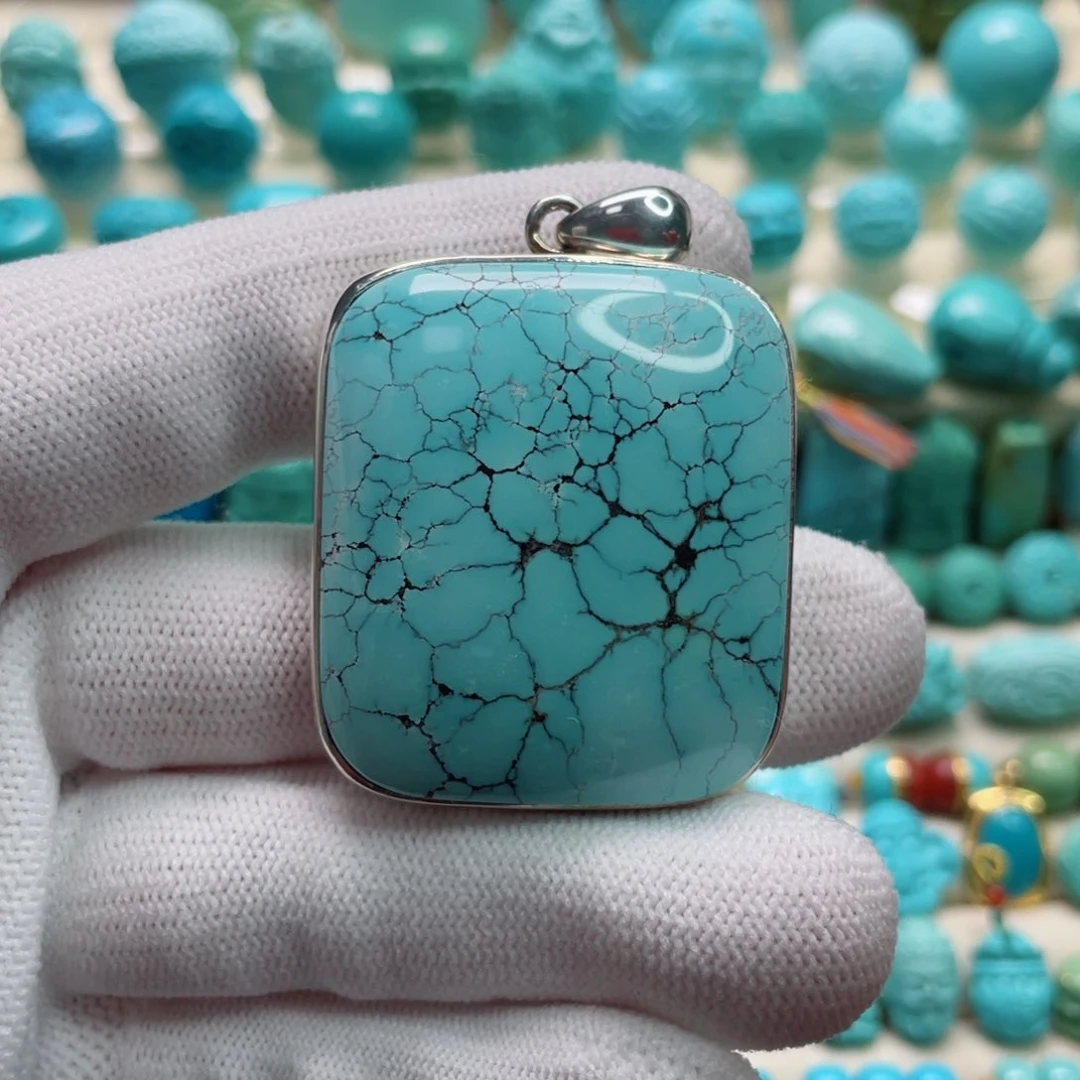 绿松石珠宝奇石银S925镶嵌