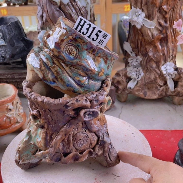 紫砂花盆景德镇陶瓷315