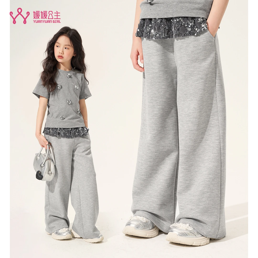 媛媛公主媛【闪亮之星】2025春女童中大童气质休闲裤15121R127