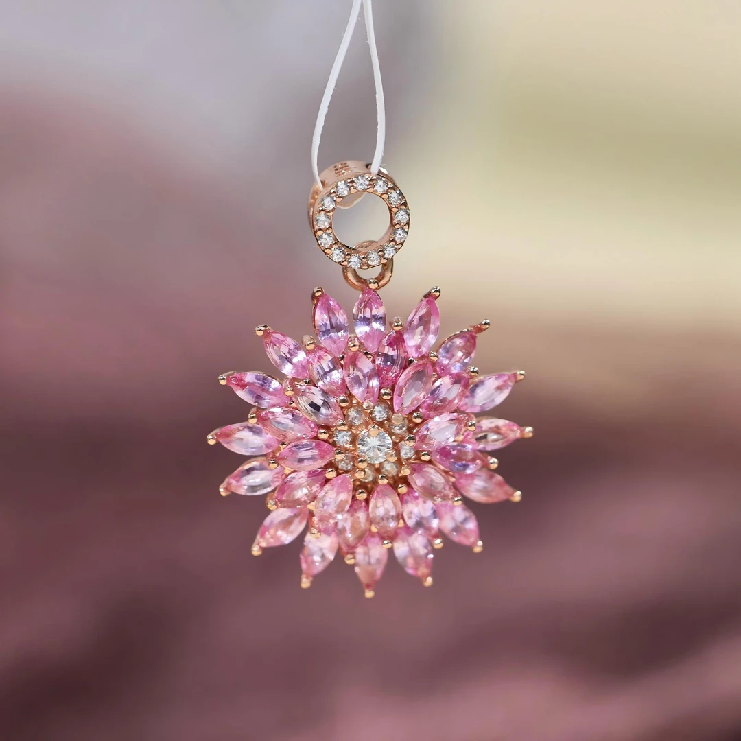 【歪歪】彩蓝宝花花吊坠2*4（玫） （多样性发一）XB-E4396