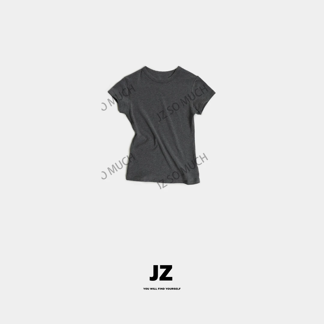 金子/JZ SO MUCH【小古着】2025夏季极简休闲修身圆领T恤