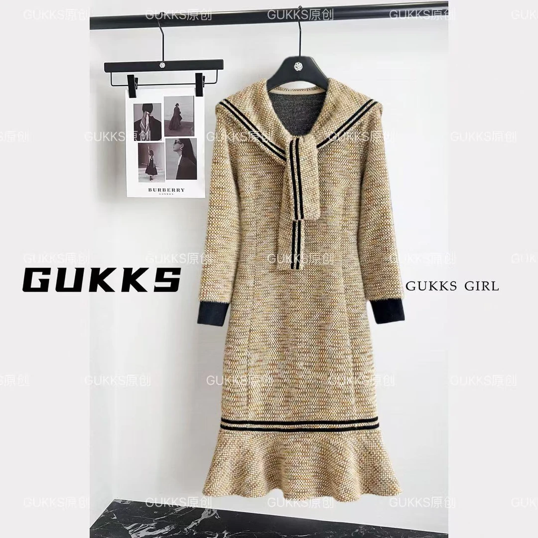 GUKKS/独特小香风气质百搭气质2025冬季高级感裙GK855