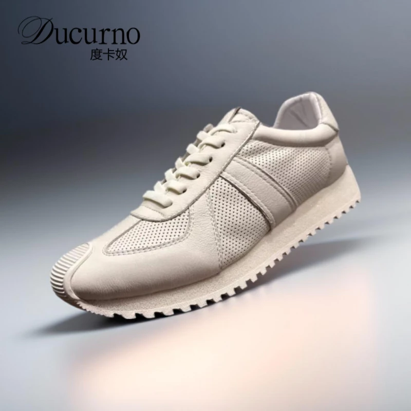 透气镂空白色休闲鞋夏夏新款高端厚底系带阿甘鞋男鞋舒适时尚潮流