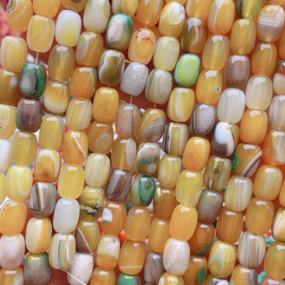 玛瑙/玉髓其他合金黄玛瑙桶珠1条卡10*13有瑕