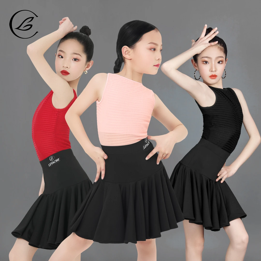 乐雅池2025春夏新款女童拉丁舞服练功服网红少儿拉丁服集训服黑色