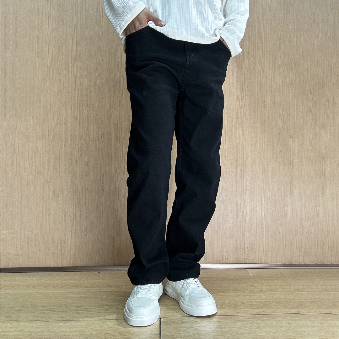 黑色弹力牛仔裤男士春季新款经典韩版休闲长裤修身水洗做旧直筒裤