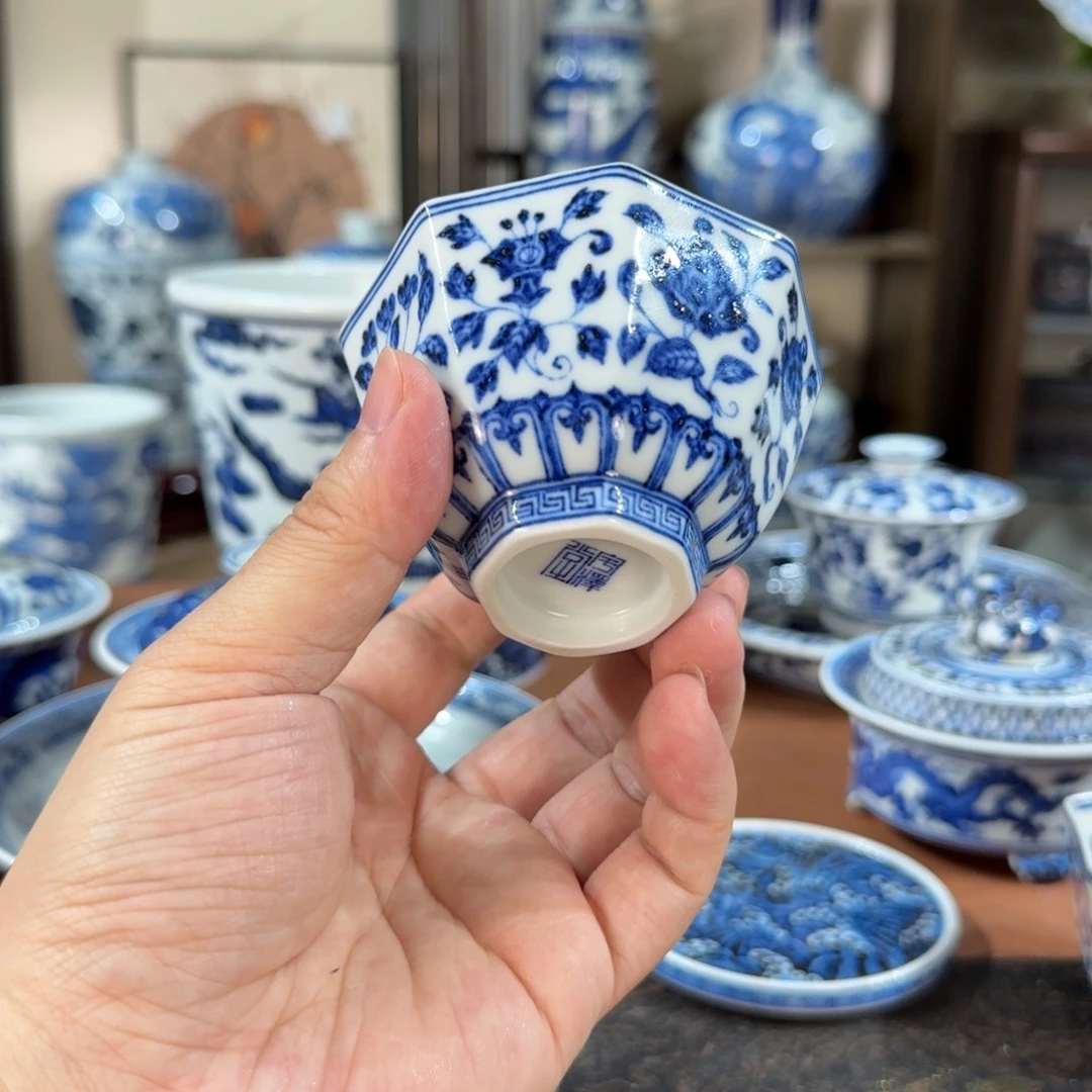 瓷摆件宇泽堂四季花八分杯