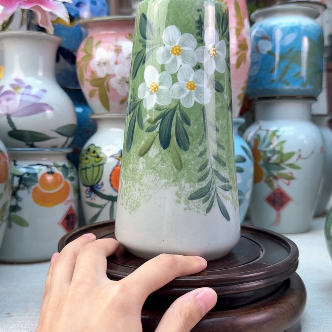 景德镇纯手绘陶瓷花瓶无孔