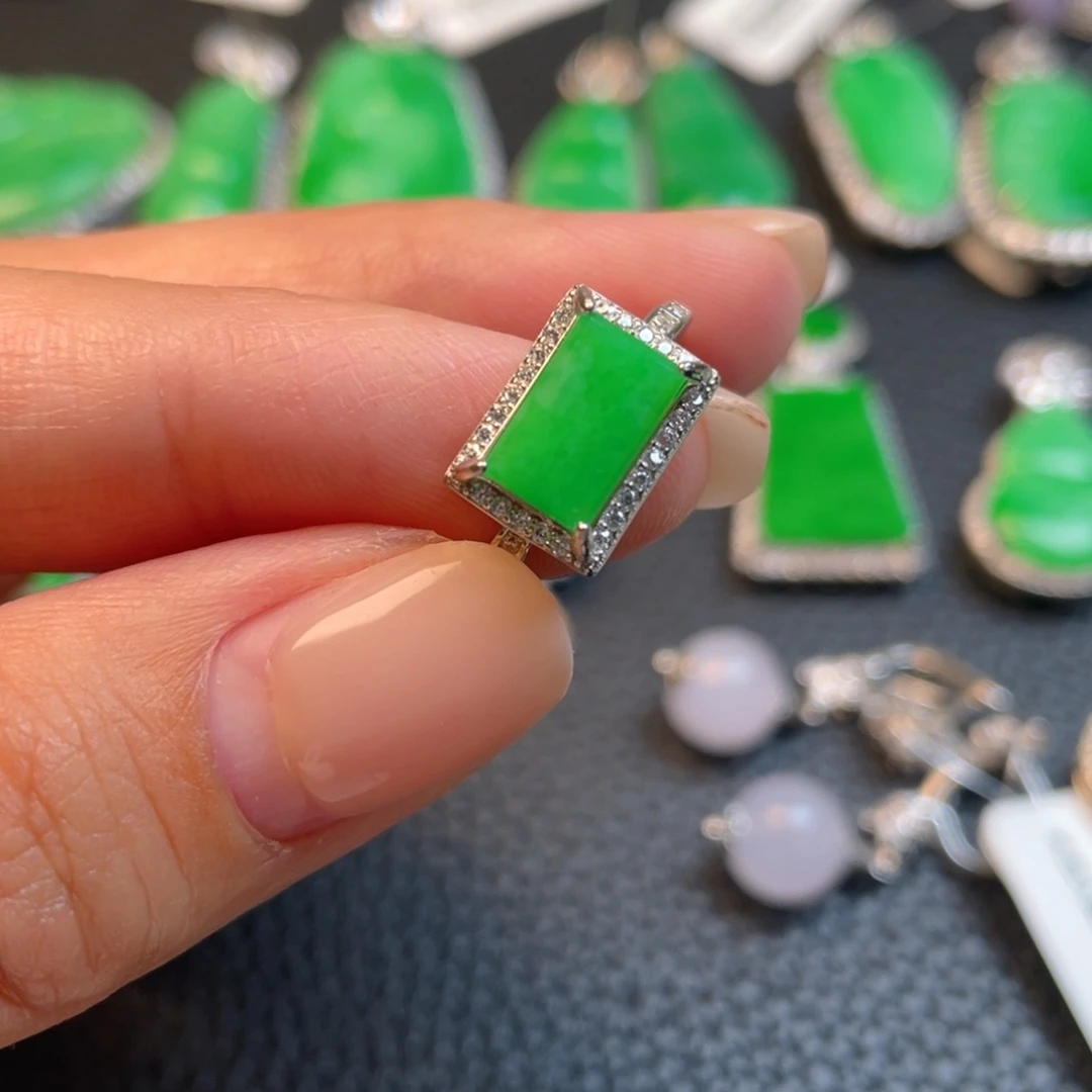 翡翠银S925镶嵌吊坠(不含链)戒指