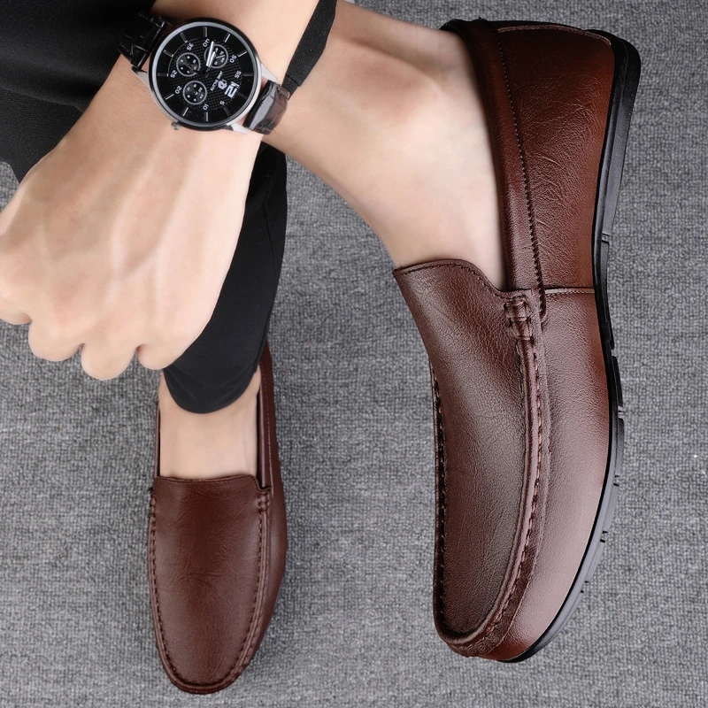 男士豆豆鞋男款通勤透气男鞋简约百搭休闲皮鞋英伦商务一脚蹬鞋子