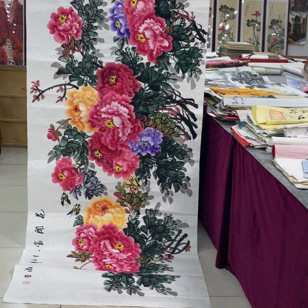 国画纯手绘的山水花鸟