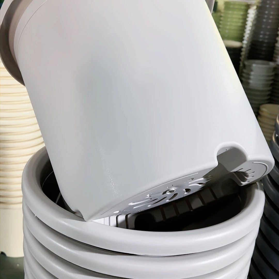 树脂四季盆9#无拖灰白4