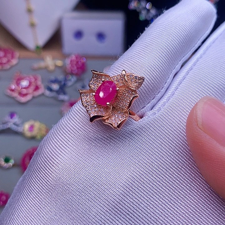 银S925镶嵌戒指红宝石