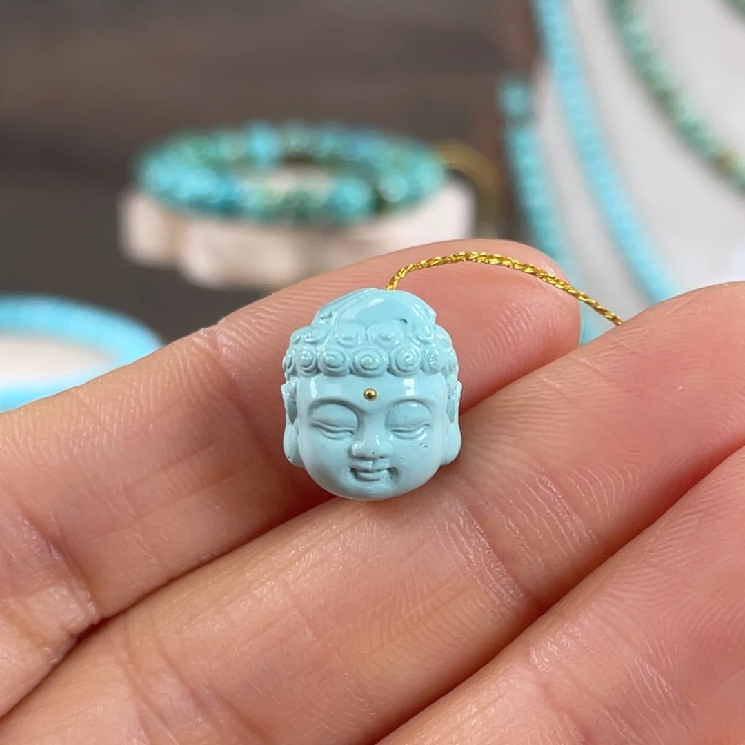 绿松石未镶嵌套链佛首
