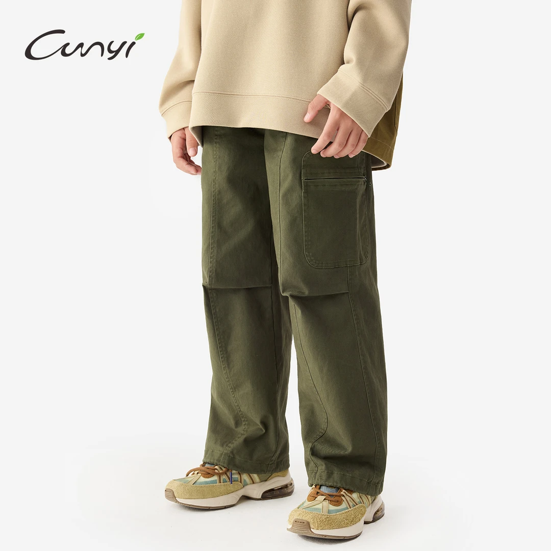 纯一良品童装男童梭织工装裤2025秋冬时尚中大童多口袋机能风壳裤