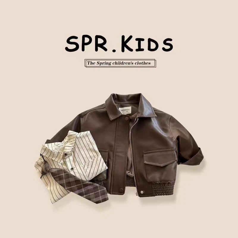 男女童皮衣春季新款儿童外套韩版夹克衫港风洋气潮款
