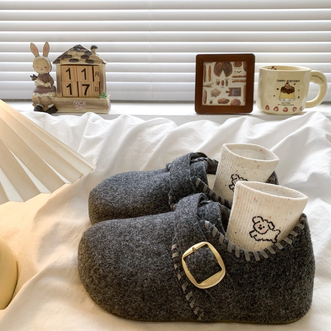 内增高厚底加绒勃肯鞋一脚蹬毛毛鞋2025新款冬季博肯单鞋豆豆棉鞋