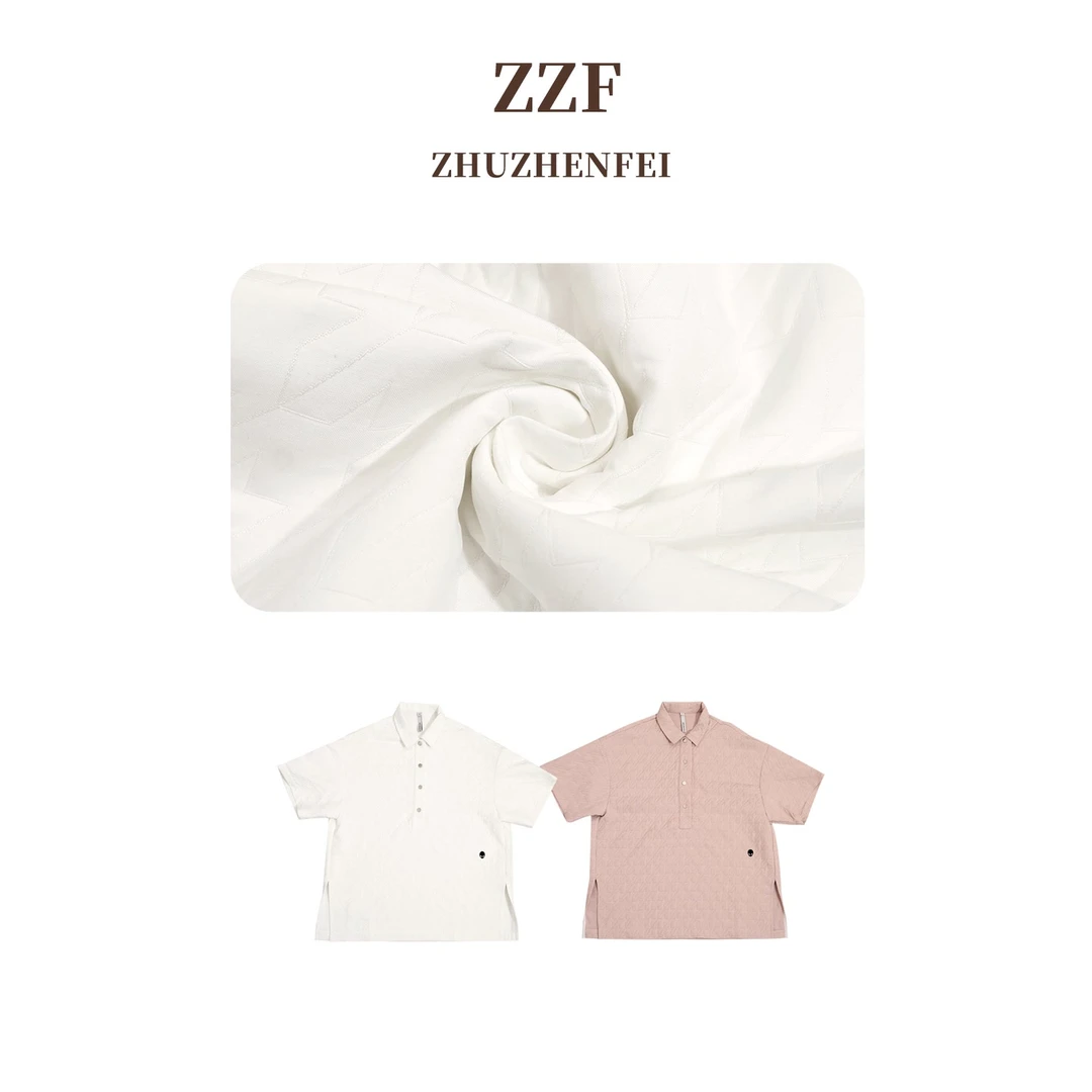 ZHUZHENFEI【午后记忆】两色开叉简约百搭纯色POLO衫Z351212