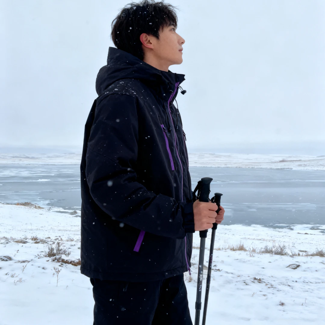 蓬松御寒秋冬男女情侣款户外山系加厚保暖防风连帽冲锋羽绒服外套