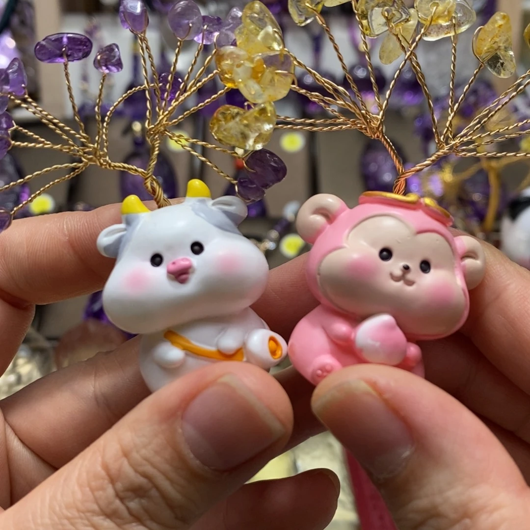 珠宝半成品紫晶未镶嵌水晶发财树摆件