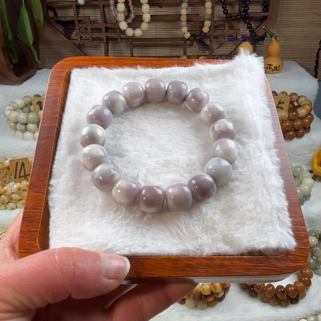 菩提根/象牙果手串糖***圆深紫色飘花