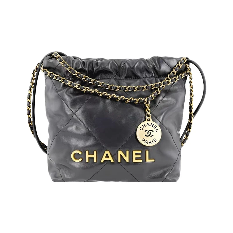 未使用 Chanel/香奈儿 mini22bag黑金/黑银单肩包x