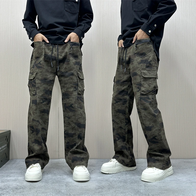 昊Studio2025秋季高街美式口袋时尚百搭风休闲迷彩百搭男士伞兵裤