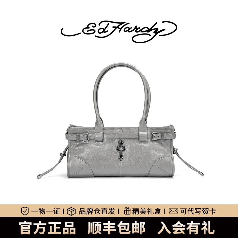 ED HARDY女款复古时尚包包经典法棍腋下包2025年流行款单肩斜挎包