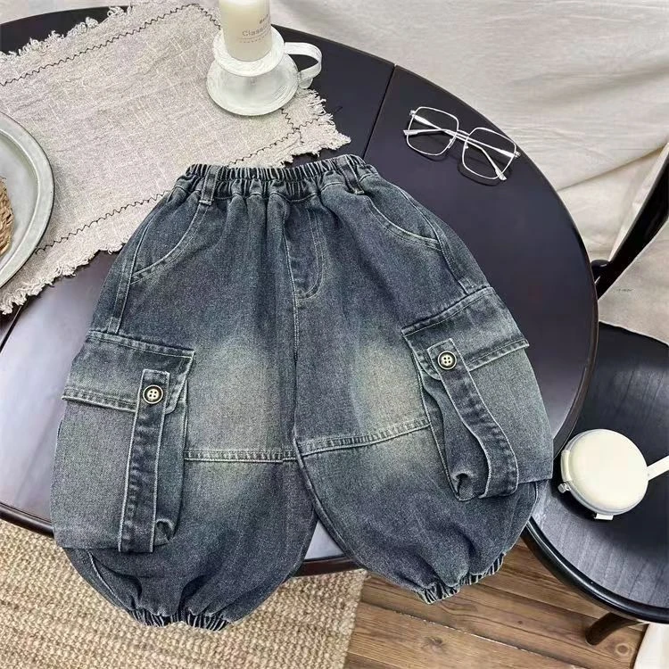 男童牛仔裤2025春秋新款儿童韩版洋气时髦宽松小童工装裤宝宝长裤