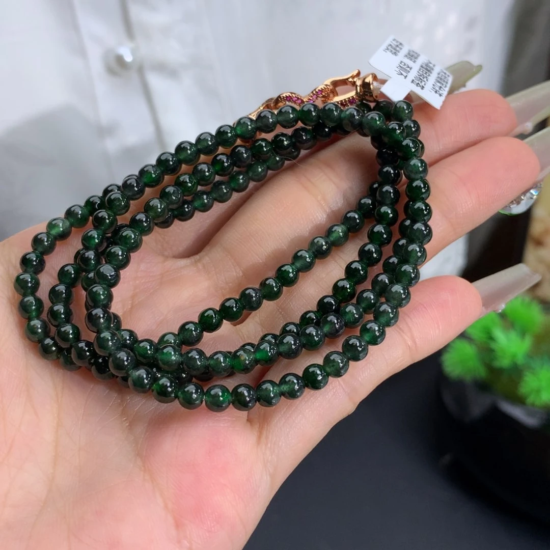 未镶嵌手链翡翠卡4冰胶绿乌鸡项链