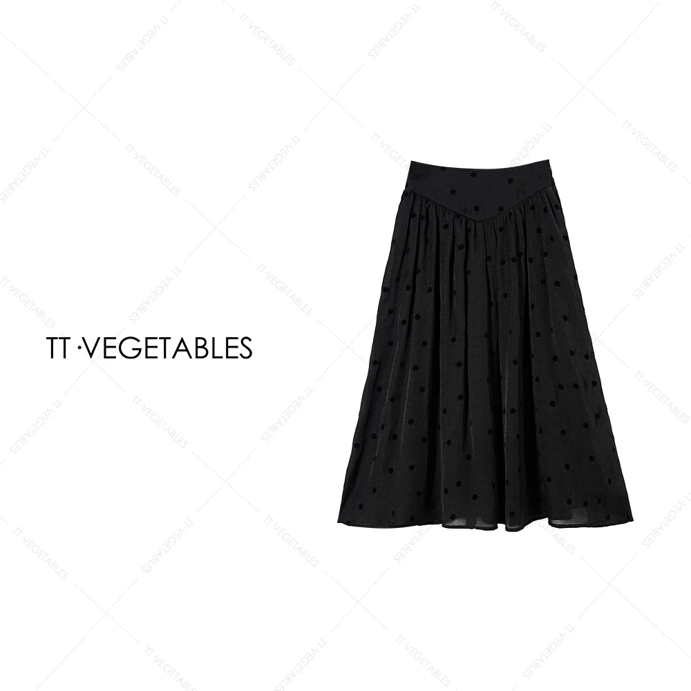 【序柏】黑波 春季A字气质时尚百搭半身裙511220