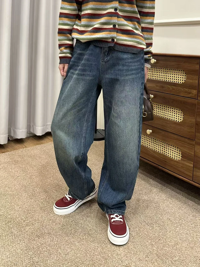 加绒保暖欧韩秋冬2025新款大码时尚显瘦牛仔裤女巨百搭长裤阔腿裤