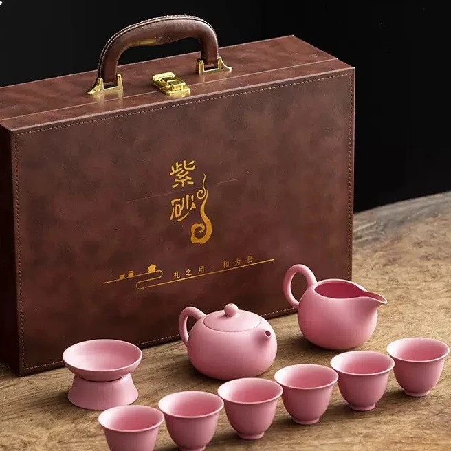 （B112-1）10头粉紫砂西施壶礼盒套装