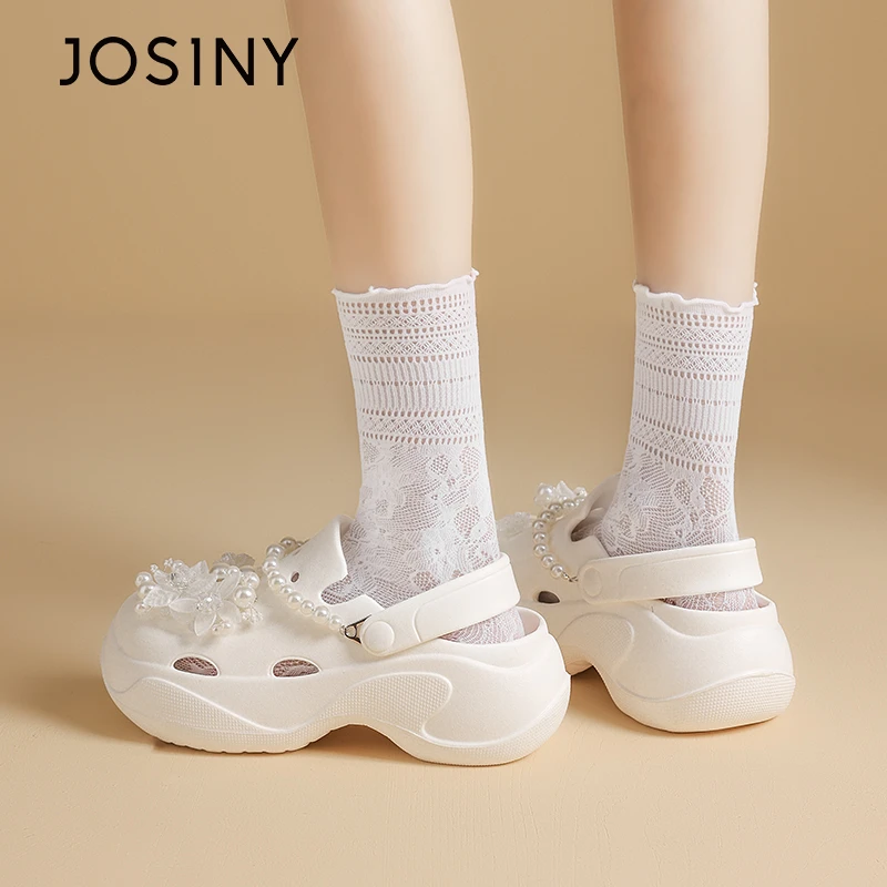 【花团锦簇】卓诗尼舒芙蕾系列洞洞鞋女2025新款夏季防滑厚底凉拖鞋