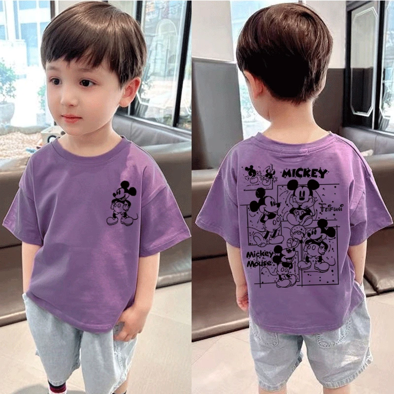 纯棉儿童新款T恤卡通米奇男女童短袖宝宝潮款半袖上衣洋气外穿t