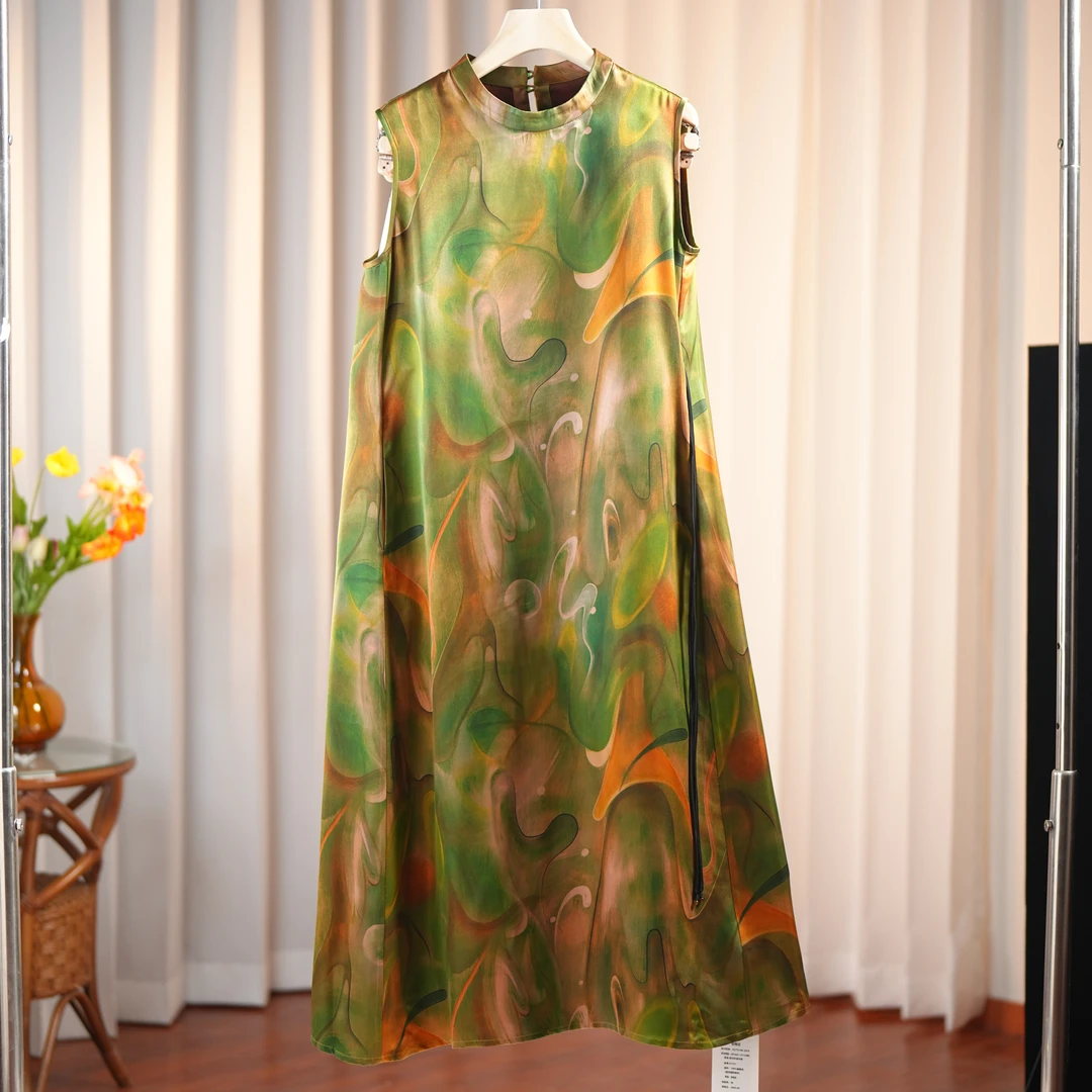 江枫-250024新中式香云纱桑蚕丝中国风复古时尚民国风连衣裙女装