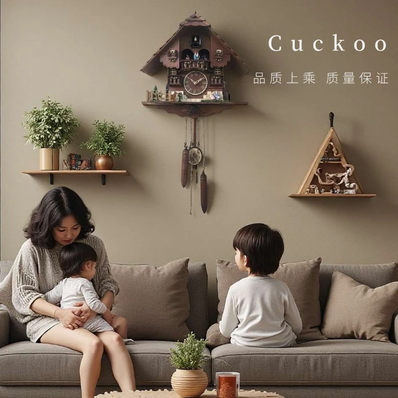 实木布谷鸟挂钟客厅创意装饰家用报时咕咕钟进口机芯儿童挂墙挂表