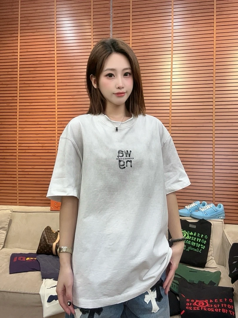 枝枝【大王手绘】重磅洗水短袖潮牌圆领男女同款T恤【K4007】